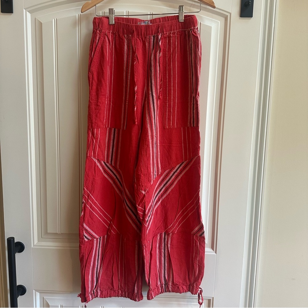 Urban Outfitters Eden Linen Boho Festival Pants Red Small